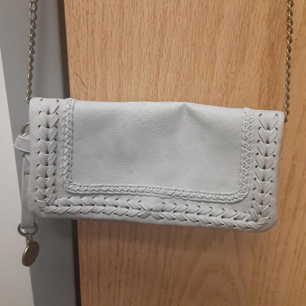 Wallflower Light Gray Faux Leather Braided Detail Small Crossbody Bag